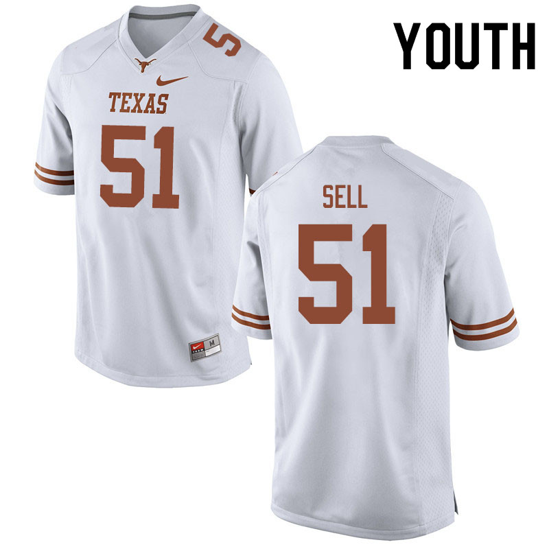 Youth #51 Jakob Sell Texas Longhorns College Football Jerseys Sale-White